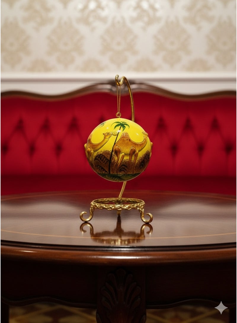 DECORATIVE PAPER MACHE HANGING BALL HANDMADE AND HANDPAINTED COLOR YELLOW-MIX SIZE 3 INCHES - Image 3